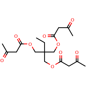 Chemical structure of Trimethylolpropane triacetoacetate , CAS 22208-25-9, AChemBlock AD253306