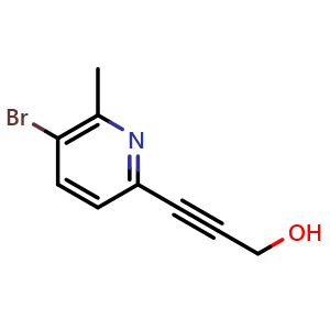 Chemical structure of 3-(5-Bromo-6-methyl-2-pyridinyl)-2-propyn-1-ol , CAS 2227448-95-3, AChemBlock AD253307