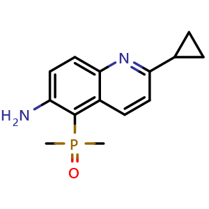 Chemical structure of (6-Amino-2-cyclopropylquinolin-5-yl)dimethylphosphine oxide , CAS 2595202-50-7, AChemBlock AD253314
