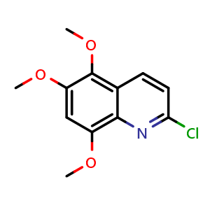 Chemical structure of 2-Chloro-5,6,8-trimethoxyquinoline , CAS 42065-10-1, AChemBlock AD253326
