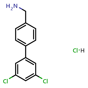 Chemical structure of [4-(3,5-Dichlorophenyl)phenyl]methylamine hydrochloride , CAS 518357-39-6, AChemBlock AD253329