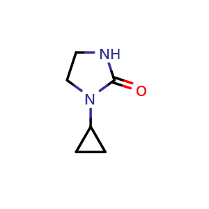 Chemical structure of 1-cyclopropylimidazolidin-2-one , CAS 62491-84-3, AChemBlock AD253338