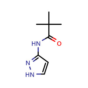 Chemical structure of 2,2-Dimethyl-N-1H-pyrazol-3-ylpropanamide , CAS 1001635-04-6, AChemBlock AD253354