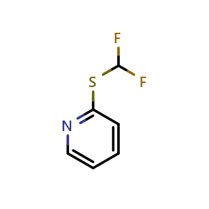 Chemical structure of 2-((Difluoromethyl)thio)pyridine , CAS 250690-59-6, AChemBlock AD253379