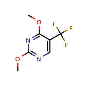 Chemical structure of 2,4-Dimethoxy-5-(trifluoromethyl)pyrimidine , CAS 3574-10-5, AChemBlock AD253388