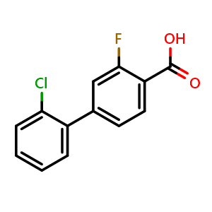 Chemical structure of 4-(2-Chlorophenyl)-2-fluorobenzoic acid , CAS 505082-99-5, AChemBlock AD253393