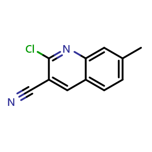 Chemical structure of 2-Chloro-7-methylquinoline-3-carbonitrile , CAS 79249-34-6, AChemBlock AD253408