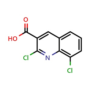 Chemical structure of 2,8-Dichloroquinoline-3-carboxylic acid , CAS 1017172-90-5, AChemBlock AD253416