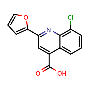 Chemical structure of 8-chloro-2-(2-furyl)quinoline-4-carboxylic acid , CAS 52413-55-5, AChemBlock AD253449