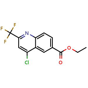 Chemical structure of Ethyl 4-chloro-2-(trifluoromethyl)quinoline-6-carboxylate , CAS 680211-86-3, AChemBlock AD253455