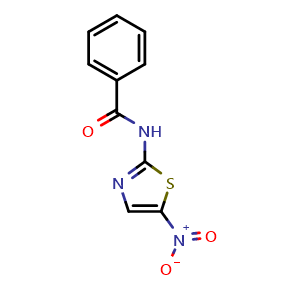 Chemical structure of N-(5-nitro-2-thiazolyl)benzamide , CAS 64398-84-1, AChemBlock AD253474