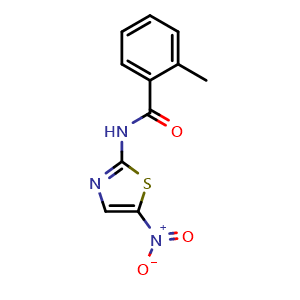 Chemical structure of 2-methyl-N-(5-nitro-1,3-thiazol-2-yl)benzamide , CAS 69818-95-7, AChemBlock AD253476