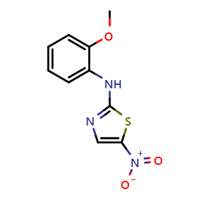 Chemical structure of 2-(2-Methoxy-benzamino)-5-nitro-thiazol , CAS 69818-97-9, AChemBlock AD253477