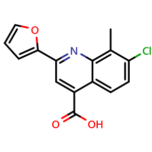 Chemical structure of 7-chloro-2-(2-furyl)-8-methylquinoline-4-carboxylic acid , CAS 588696-22-4, AChemBlock AD253497