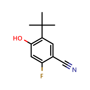 Chemical structure of 5-(tert-Butyl)-2-fluoro-4-hydroxybenzonitrile , CAS 2088367-58-0, AChemBlock AD253513
