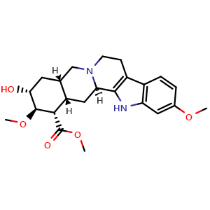 Chemical structure of Methyl (3beta,16beta,17alpha,18beta,20alpha)-18-hydroxy-11,17-dimethoxyyohimban-16-carboxylate , CAS 2901-66-8, AChemBlock AD253517