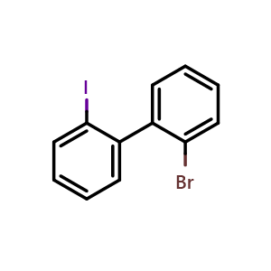 Chemical structure of 2-Bromo-2'-iodobiphenyl , CAS 39655-12-4, AChemBlock AD253520