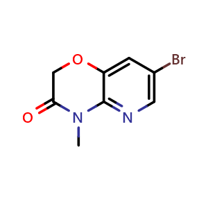 Chemical structure of 7-Bromo-4-methyl-4H-pyrido[3,2-b][1,4]oxazin-3-one , CAS 122450-97-9, AChemBlock AD253531