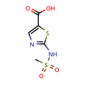 Chemical structure of 2-Methanesulfonamido-1,3-thiazole-5-carboxylic acid , CAS 960324-88-3, AChemBlock AD253533