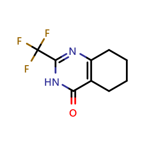 Chemical structure of 2-(Trifluoromethyl)-5,6,7,8-tetrahydroquinazolin-4-ol , CAS 147750-20-7, AChemBlock AD253539