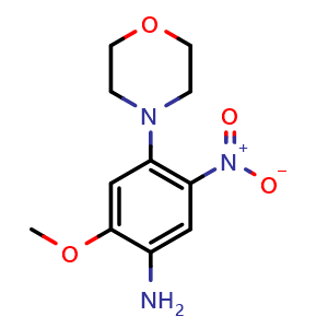 Chemical structure of 2-Methoxy-4-(4-morpholinyl)-5-nitrobenzenamine , CAS 1903010-18-3, AChemBlock AD253582