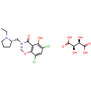 Chemical structure of S(-)-Raclopride (+)-tartrate salt , CAS 98185-20-7, AChemBlock AD253591