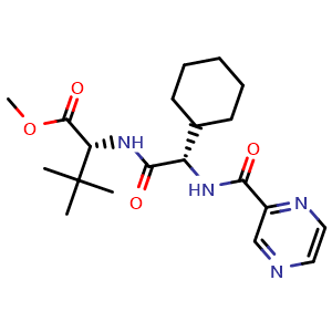 Chemical structure of (2S)-2-Cyclohexyl-N-(2-pyrazinylcarbonyl)glycyl-3-methyl-D-valine methyl ester , CAS 1033882-29-9, AChemBlock AD253596