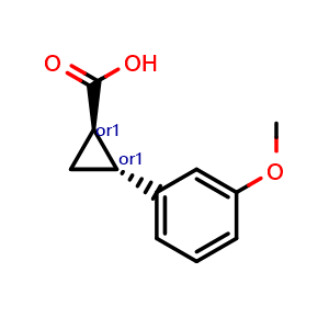 Chemical structure of rel-(1R,2R)-2-(3-Methoxyphenyl)cyclopropanecarboxylic acid , CAS 34919-31-8, AChemBlock AD253602