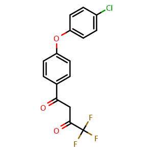 Chemical structure of 1-(4-(4-Chlorophenoxy)phenyl)-4,4,4-trifluorobutane-1,3-dione , CAS 1806473-78-8, AChemBlock AD253611