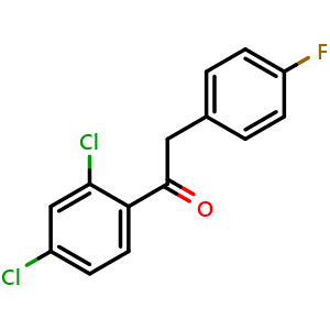 Chemical structure of 1-(2,4-Dichlorophenyl)-2-(4-fluorophenyl)ethanone , CAS 611220-24-7, AChemBlock AD253620