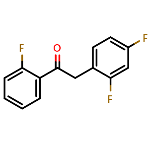 Chemical structure of 2-(2,4-difluorophenyl)-1-(2-fluorophenyl)ethanone , CAS 1483427-28-6, AChemBlock AD253621