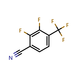 Chemical structure of 2,3-Difluoro-4-(trifluoromethyl)benzonitrile , CAS 240122-24-1, AChemBlock AD253629