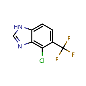 Chemical structure of 4-Chloro-5-(trifluoromethyl)-1H-benzo[d]imidazole , CAS 1360899-39-3, AChemBlock AD253632