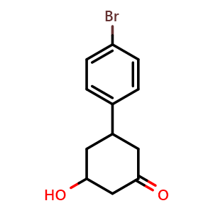 Chemical structure of 3-(4-Bromophenyl)-5-hydroxycyclohexanone , CAS 2007909-16-0, AChemBlock AD253651