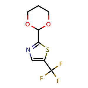 Chemical structure of 2-(1,3-Dioxan-2-yl)-5-(trifluoromethyl)thiazole , CAS 2007909-08-0, AChemBlock AD253658