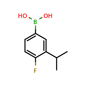 Chemical structure of 4-Fluoro-3-isopropylphenylboronic acid , AChemBlock AD253665