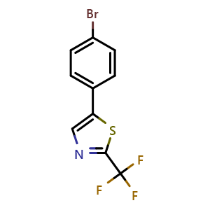 Chemical structure of 5-(4-Bromo-phenyl)-2-trifluoromethyl-thiazole , CAS 2244087-10-1, AChemBlock AD253679