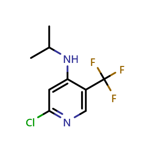 Chemical structure of (2-Chloro-5-trifluoromethyl-pyridin-4-yl)-isopropyl-amine , CAS 2244087-76-9, AChemBlock AD253681