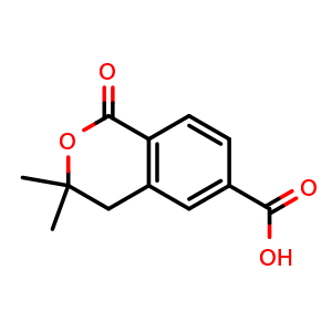 Chemical structure of 3,3-Dimethyl-1-oxoisochromane-6-carboxylicacid , AChemBlock AD253683