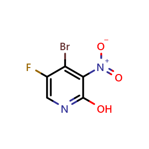 Chemical structure of 4-Bromo-5-fluoro-3-nitro-pyridin-2-ol , CAS 884495-02-7, AChemBlock AD253684