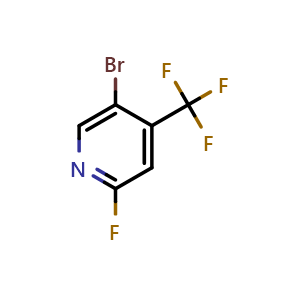 Chemical structure of 5-Bromo-2-fluoro-4-trifluoromethyl-pyridine , CAS 1610027-90-1, AChemBlock AD253689