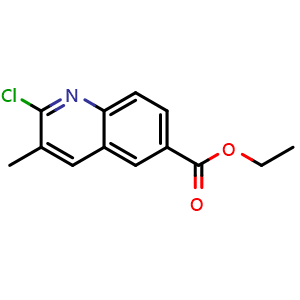 Chemical structure of 2-Chloro-3-methyl-quinoline-6-carboxylic acid ethyl ester , CAS 1895445-38-1, AChemBlock AD253705