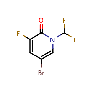 Chemical structure of 5-Bromo-1-difluoromethyl-3-fluoro-1H-pyridin-2-one , CAS 2901084-77-1, AChemBlock AD253706