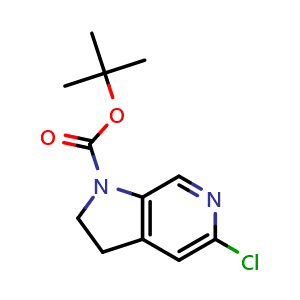 Chemical structure of 5-Chloro-2,3-dihydro-pyrrolo[2,3-c]pyridine-1-carboxylic acid tert-butyl ester , AChemBlock AD253707