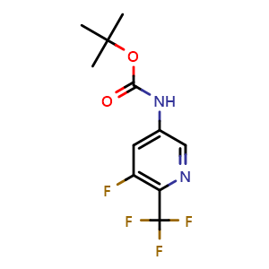 Chemical structure of (5-Fluoro-6-trifluoromethyl-pyridin-3-yl)-carbamic acid tert-butyl ester , CAS 2637390-00-0, AChemBlock AD253714