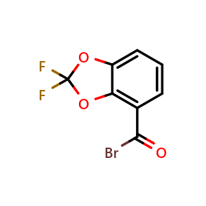 Chemical structure of 2,2-Difluoro-benzo[1,3]dioxole-4-carbonyl bromide , CAS 668275-94-3, AChemBlock AD253719
