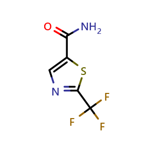 Chemical structure of 2-Trifluoromethyl-thiazole-5-carboxylic acid amide , CAS 2384209-71-4, AChemBlock AD253722