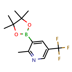 Chemical structure of 2-Methyl-5-trifluoromethylpyridine-3-boronic acid pinacol ester , CAS 1356579-72-0, AChemBlock AD253731