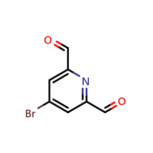 Chemical structure of 4-Bromo-2,6-diformylpyridine , CAS 128184-01-0, AChemBlock AD253739