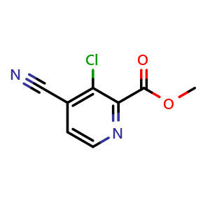 Chemical structure of 3-Chloro-4-cyano-pyridine-2-carboxylic acid methyl ester , CAS 1807136-40-8, AChemBlock AD253741